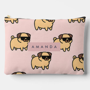 Bolsito Accesorio Grande Patrón de Pug de gafas de sol adorables personaliz