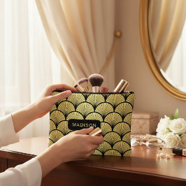 Bolsito Accesorio Grande Patrón elegante de Art Deco de Oro Negro Personali