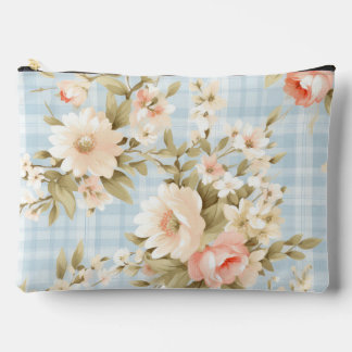 Bolsito Accesorio Grande Patrón floral azul shabby chic