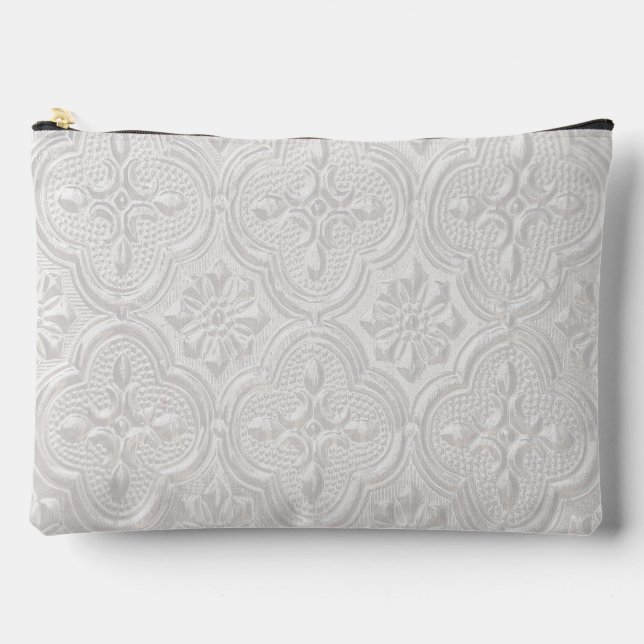 Bolsito Accesorio Grande Patrón floral blanco (Anverso)