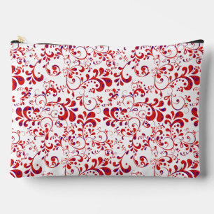 Bolsito Accesorio Grande Patrón floral blanco y rojo