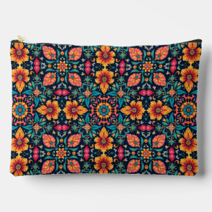 Bolsito Accesorio Grande Patrón floral boho colorido con simetría elegante