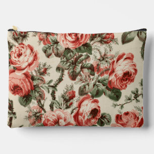 Bolsito Accesorio Grande Patrón floral botánico de rosa roja rosa vintage