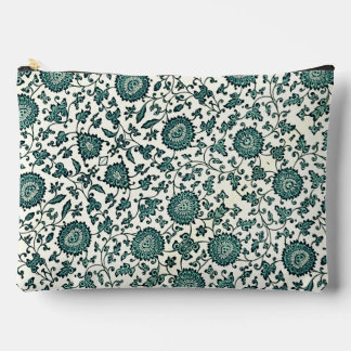 Bolsito Accesorio Grande Patrón floral chino vintage en verde azulado y bla