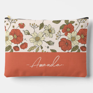 Bolsito Accesorio Grande Patrón floral de caligrafía fría personalizada Ros