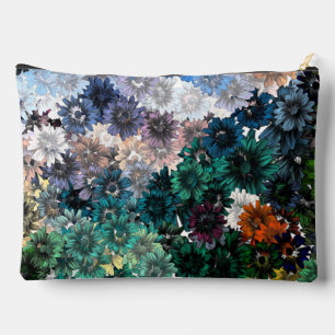 BOLSITO ACCESORIO GRANDE PATRON FLORAL DE CRISANTEMO AZUL Y VERDE TEJIDO