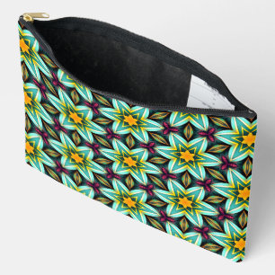 Bolsito Accesorio Grande Patrón floral de estrellas verdes