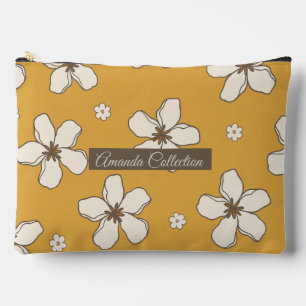 Bolsito Accesorio Grande Patrón floral hermoso personalizado Mostaza marrón