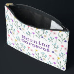 Bolsito Accesorio Grande Patrón floral ligero moderno blanco mañana magnífi<br><div class="desc">Bolsa de accesorio blanco con estampado floral y cita alegre.</div>