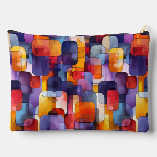 Bolsito Accesorio Grande Patrón geométrico amarillo púrpura moderno (Reverso )