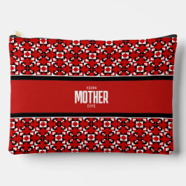 Bolsito Accesorio Grande Patrón geométrico de píxeles rojo, negro y blanco