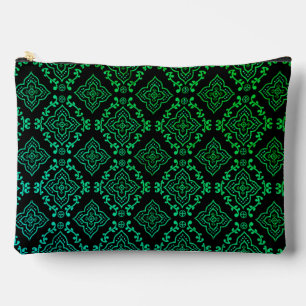 Bolsito Accesorio Grande Patrón geométrico verde / Estampa india