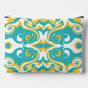 Bolsito Accesorio Grande Patrón giratorio en azul turquesa y amarillo