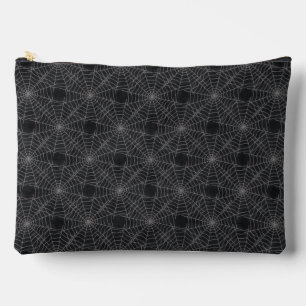 Bolsito Accesorio Grande Patrón Gótico de Telaraña Negro y Gris