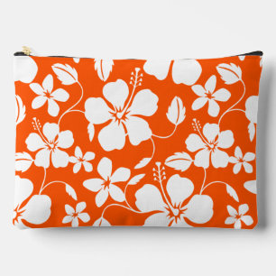 BOLSITO ACCESORIO GRANDE PATRÓN HAWAIIAN HULA (HIBISCUS) EN NARANJA