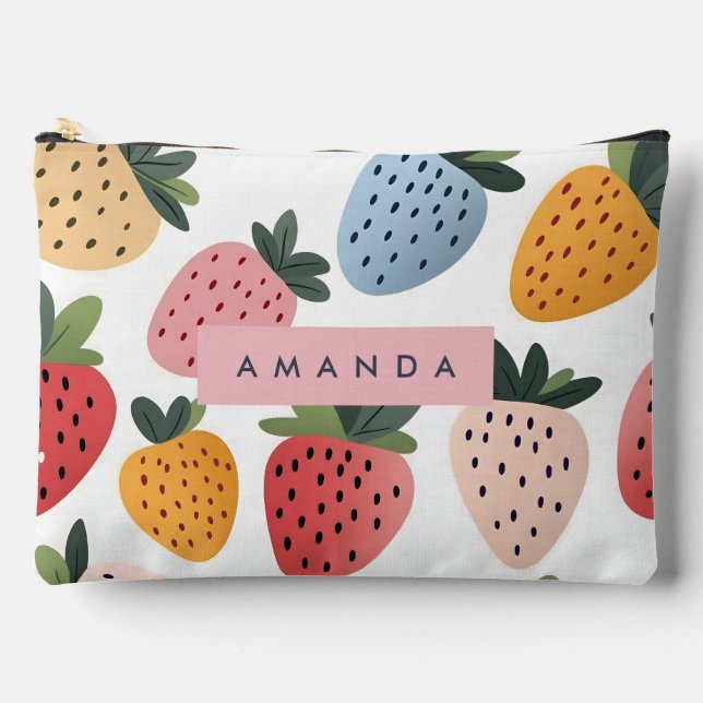 Bolsito Accesorio Grande Patrón personalizado de fresa de fruta (Anverso)