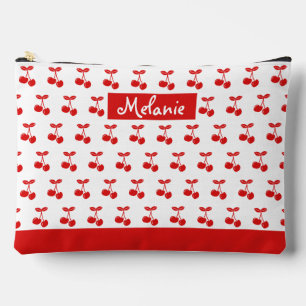 Bolsito Accesorio Grande Patrón retro rojo de cereza blanco personalizado