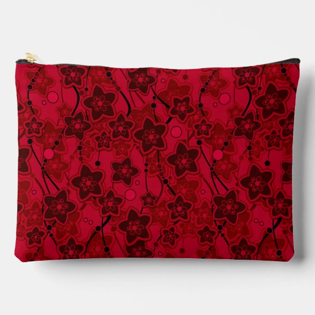 Bolsito Accesorio Grande patrón rojo marrón floral rústico de moda retro (Anverso)