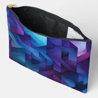BOLSITO ACCESORIO GRANDE PATRONES DE ZIG ZAG EN TONOS DE AZUL Y PÚRPURA