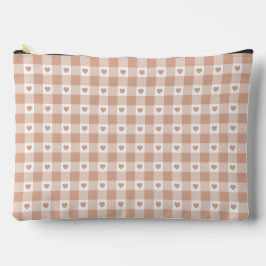 Bolsito Accesorio Grande Peach Plaid Heart Gingham Retro Color