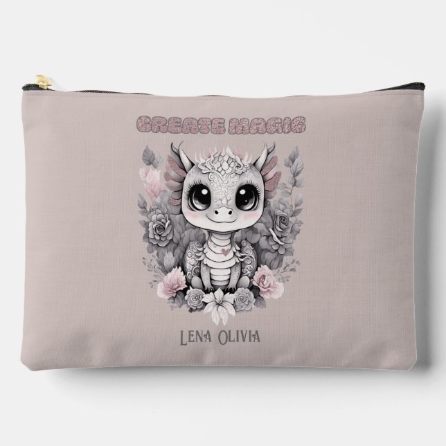 Bolsito Accesorio Grande Pequeño dragón rosa y caprichoso (Anverso)