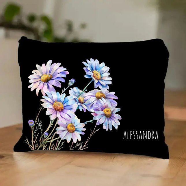 Bolsito Accesorio Grande Personalizado Daisy Floral Maqueta de maquillaje p (mom gift idea, mothers day makeup bag, birthday gift for mom, girl cosmetic bag, custom floral pouch)