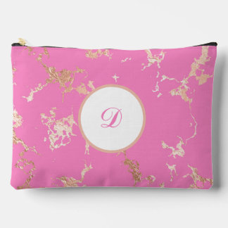 Bolsito Accesorio Grande Personalizado de Bonito de Mármol rosa y dorado