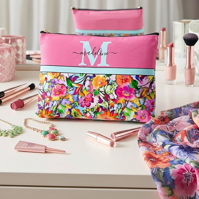 Bolsito Accesorio Grande Personalizado floral rosa y naranja (Subido por el creador)