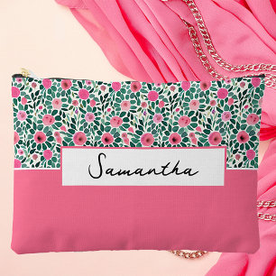 Bolsito Accesorio Grande Personalizado floral rosa y verde