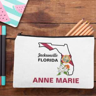 Bolsito Accesorio Grande Personalizado Florida Bandera Estado Flor Naranja 