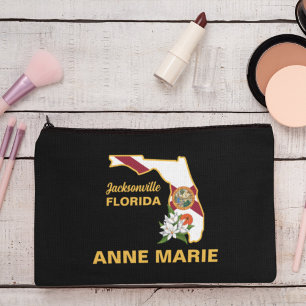 Bolsito Accesorio Grande Personalizado Florida Bandera Estado Flor Naranja