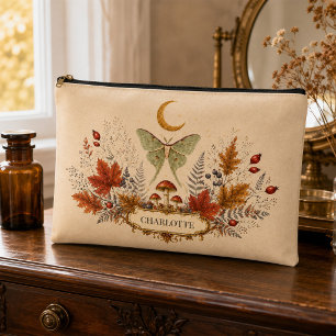 Bolsito Accesorio Grande Personalizado Luna Moth Otoñal Botánico Brujeril