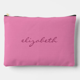 Bolsito Accesorio Grande Personalizado Nombre manuscrito Texto Rosa Elegant