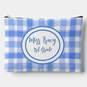 Bolsito Accesorio Grande Personalizado Pastel Blue Plaid