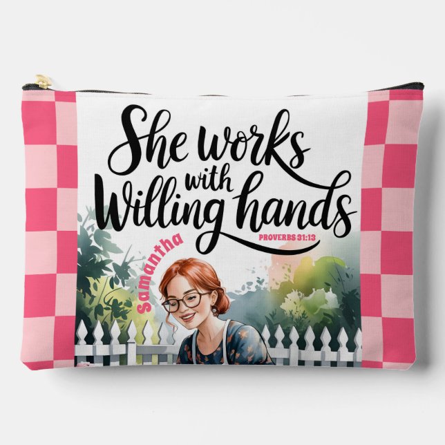 Bolsito Accesorio Grande Personalizado que trabaja con cristiana de manos s (Anverso)