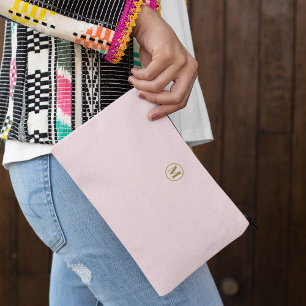 Bolsito Accesorio Grande Personalizado Rubor Oro Rosado Inicial l Minimalis