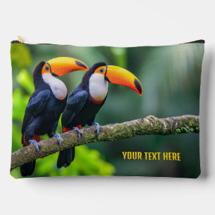 Bolsito Accesorio Grande Personalizado Texto Toucanes tropicales