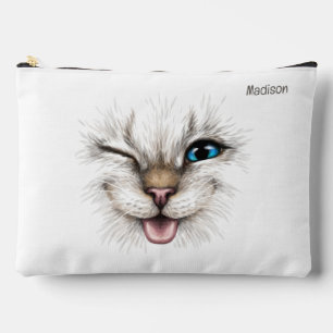 Bolsito Accesorio Grande Personalizado Texto Winking Cat