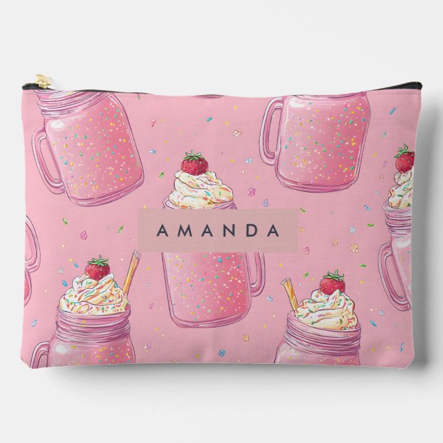 Bolsito Accesorio Grande Personalized Cute Pink Milkshake Sprinkles (Anverso)