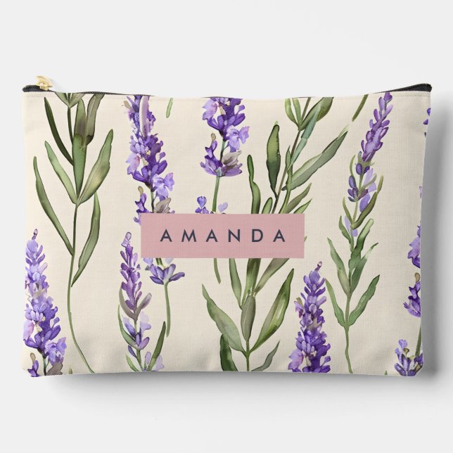 Bolsito Accesorio Grande Personalized Elegant Watercolor Lavender  (Anverso)