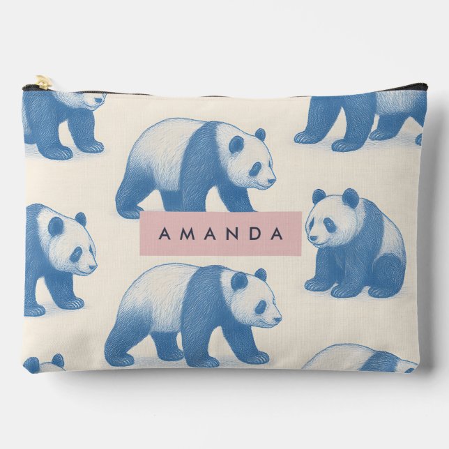 Bolsito Accesorio Grande Personalized Fun and Cute Panda Pattern (Anverso)