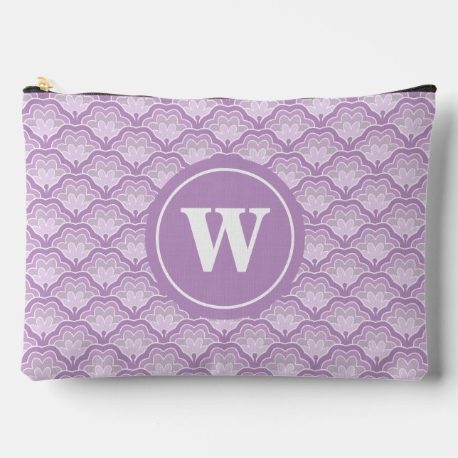 Bolsito Accesorio Grande Personalized Monogram Soft Purple Floral Pattern (Anverso)