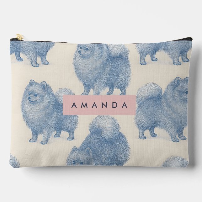 Bolsito Accesorio Grande Personalized Soft and Cute Pomeranian Pattern (Anverso)