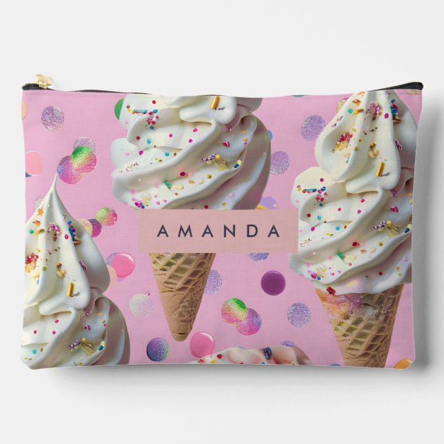Bolsito Accesorio Grande Personalized  Whimsical Pastel Ice Cream Dream  (Anverso)