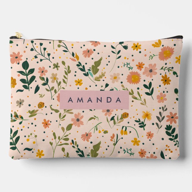 Bolsito Accesorio Grande Personalized Whimsical Wildflower Meadow (Anverso)