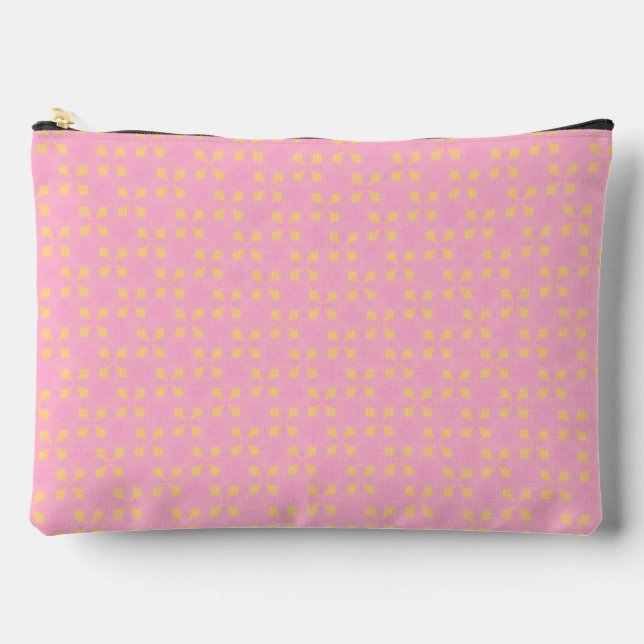 Bolsito Accesorio Grande Petal Pop – Patrón geométrico continuo rosa y dora (Anverso)