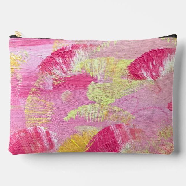 Bolsito Accesorio Grande Pink Abstract Art Zipper Pouch or Makeup Bag (Anverso)