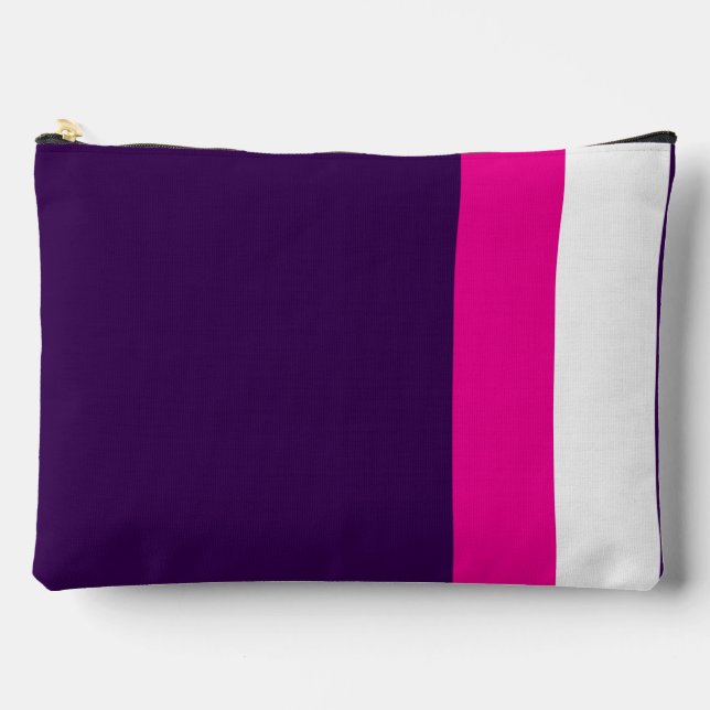 Bolsito Accesorio Grande Pink and White on Navy Large (Anverso)