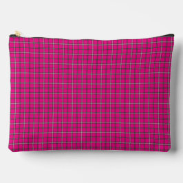 Bolsito Accesorio Grande Pink Black Plaid Classic Pattern Bright