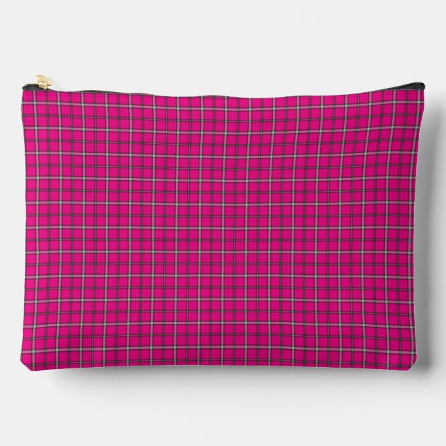 Bolsito Accesorio Grande Pink Black Plaid Classic Pattern Bright (Anverso)
